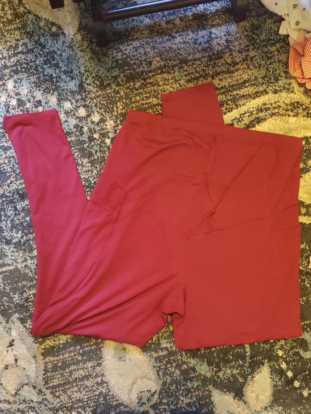 High-Waist Red Maternity Leggings